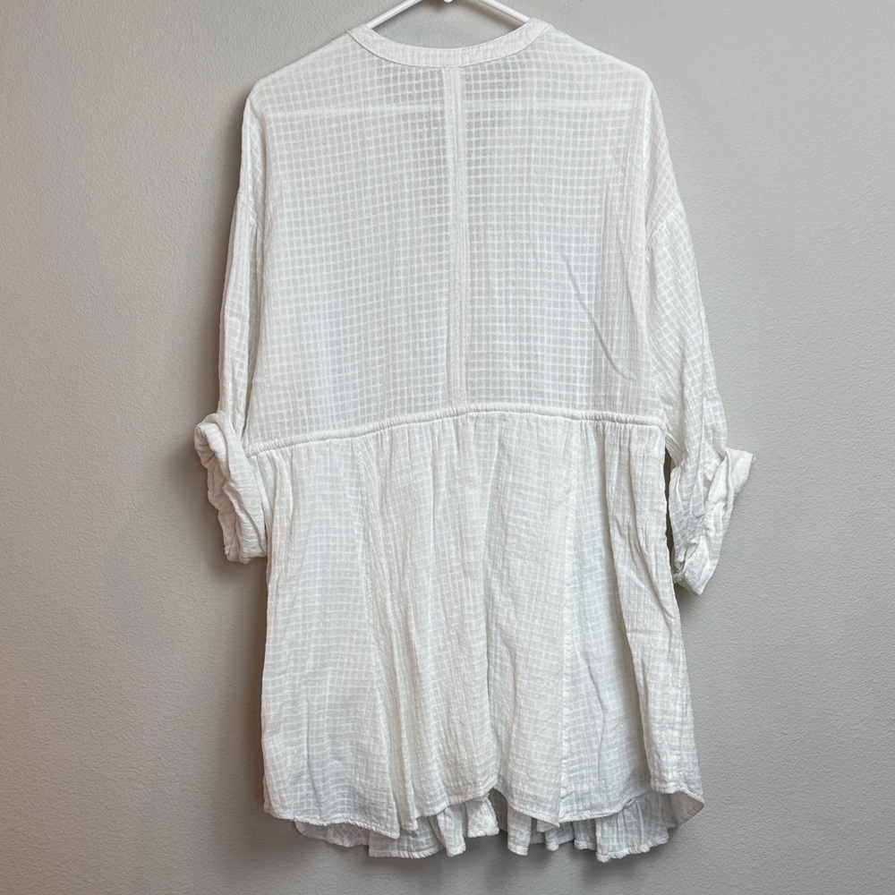 Free People White Boho Mini Dress with Ties & Pockets - L - Picture 8 of 11
